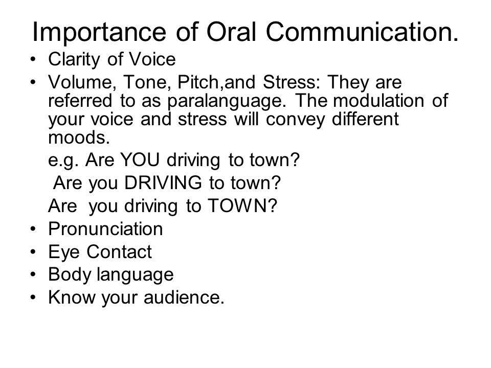 English language oral communication needs at